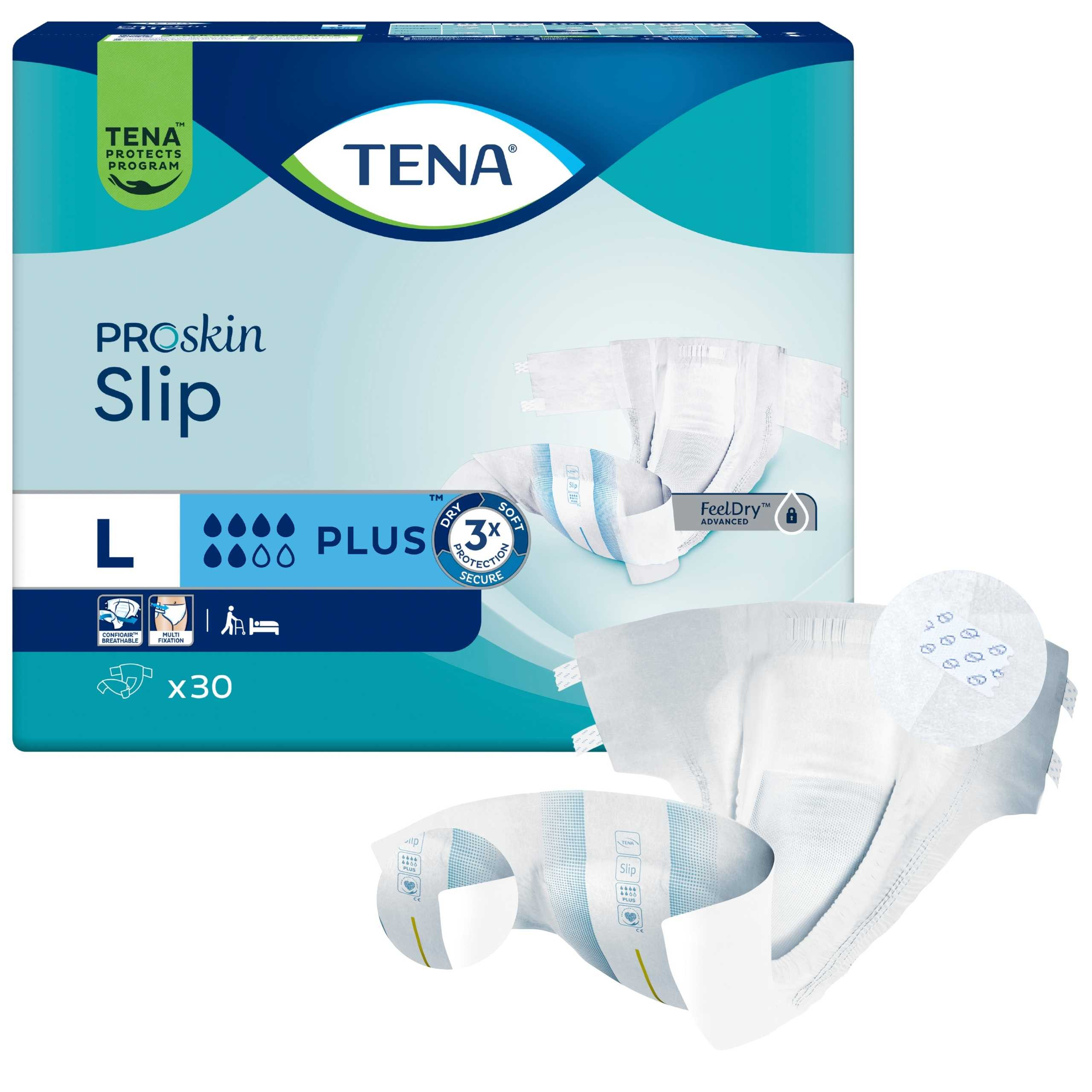 TENA Slip Plus ProSkin Pieluchomajtki Na Rzep Dla Dorosłych na Średnie Nietrzymanie Moczu 6/8 kropli